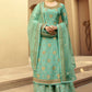 Mint Blue Embroidered Jacquard Wedding Palazzo Kameez EXSA266805 - Siya Fashions