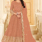 Peach Designer Party Anarkali Suit With Foil Work SFYS70006 - Siya Fashions