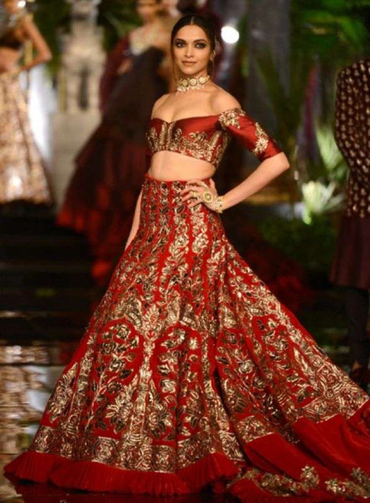 Red Bollywood Deepika Bridal Lehenga In Silk SFINS8953