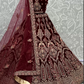 Maroon Indian Bridal Lehenga Choli Set In Net Velvet SFZ129987