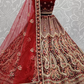 Wine Indian Bridal Lehenga Choli Set In Net Velvet SFZ127826