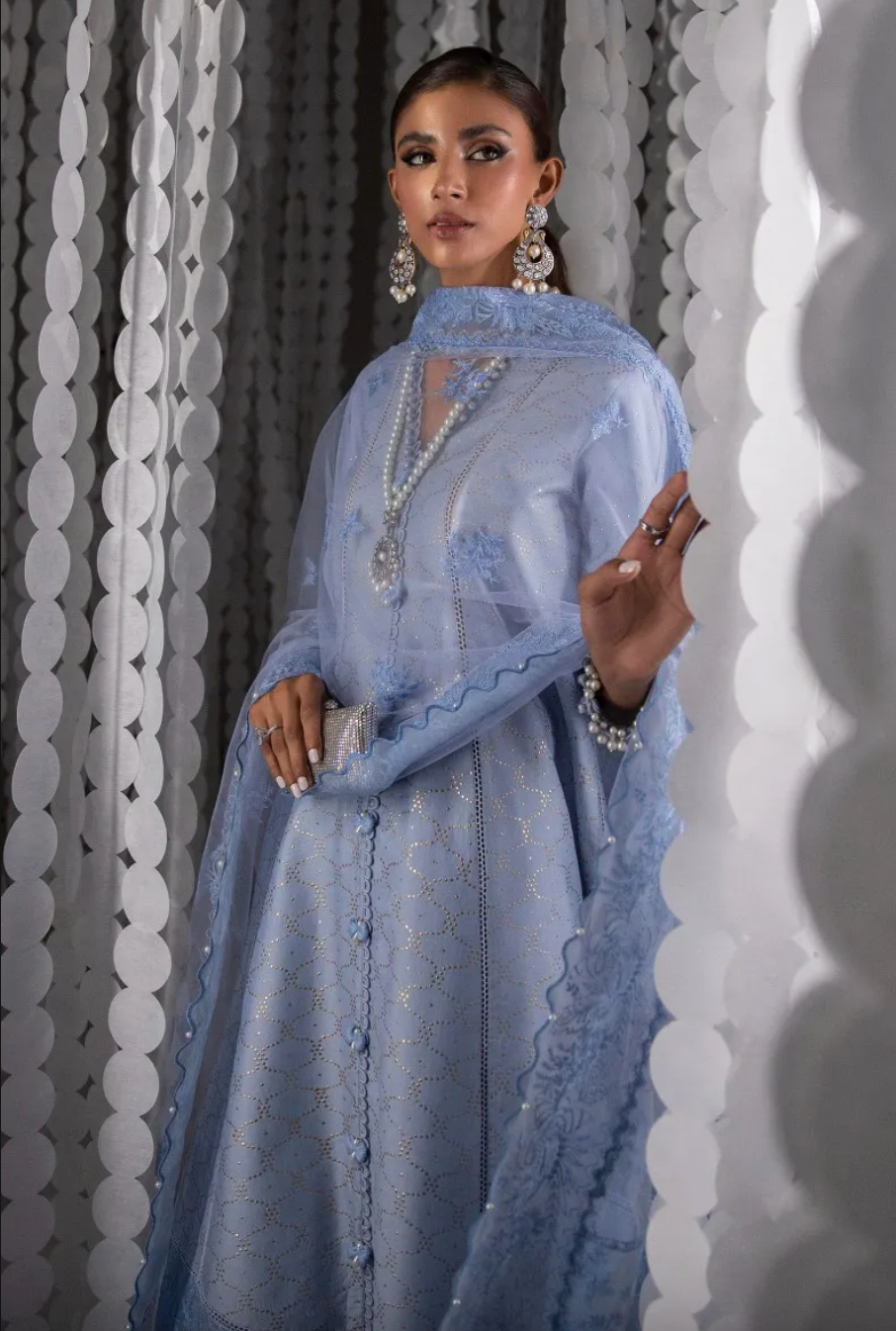 Ink Blue Pakistani Viscose Embroidery Churidar Suit In 3 Pieces SFKBBK221