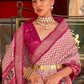 Pink Patola Silk Swarovski Wedding Sangeet Saree SFZ131084