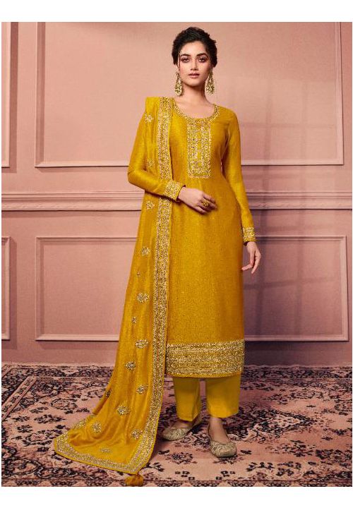 Yellow Indian Sangeet Plus Size Palazzo Suit SFSA333305 - Siya Fashions