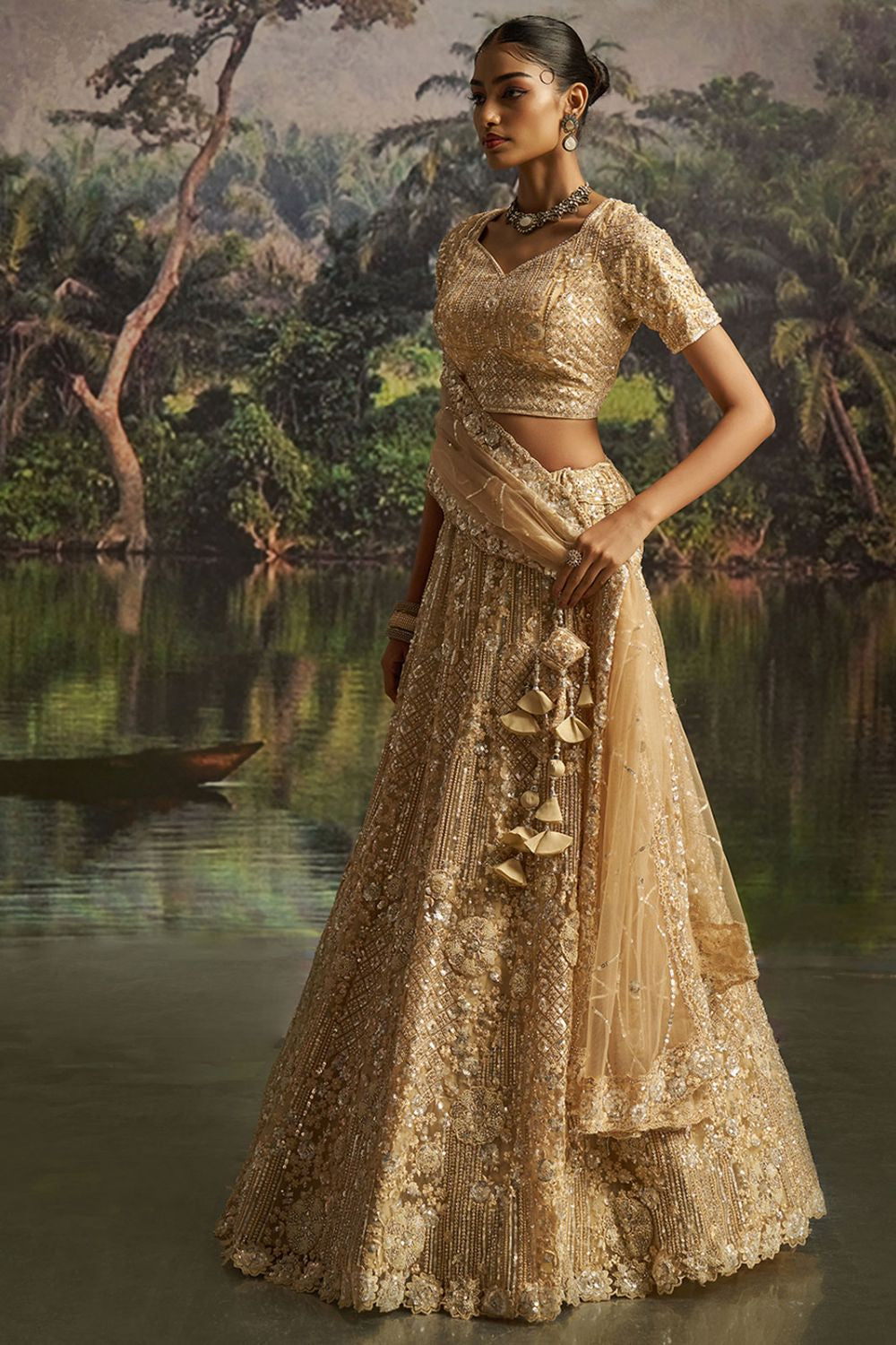 Beige Net Lehenga Choli  SFARY22803