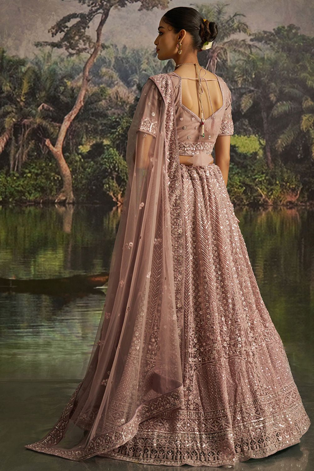 Peach Net Lehenga Choli  SFARY22804