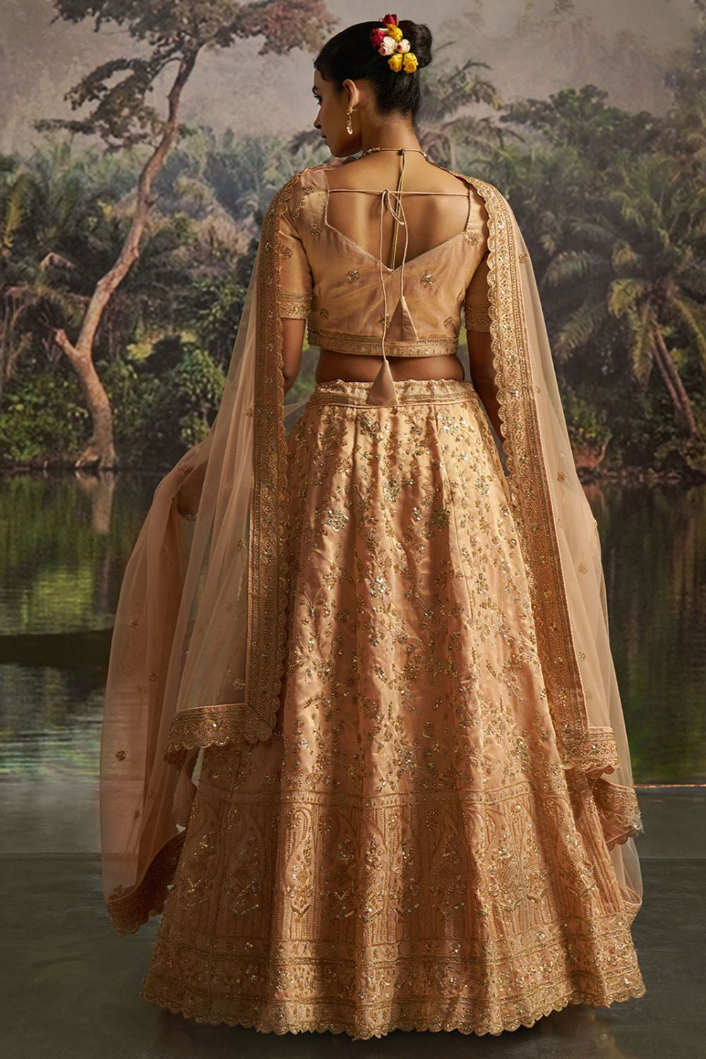 Golden Net Lehenga Choli  SFARY22805