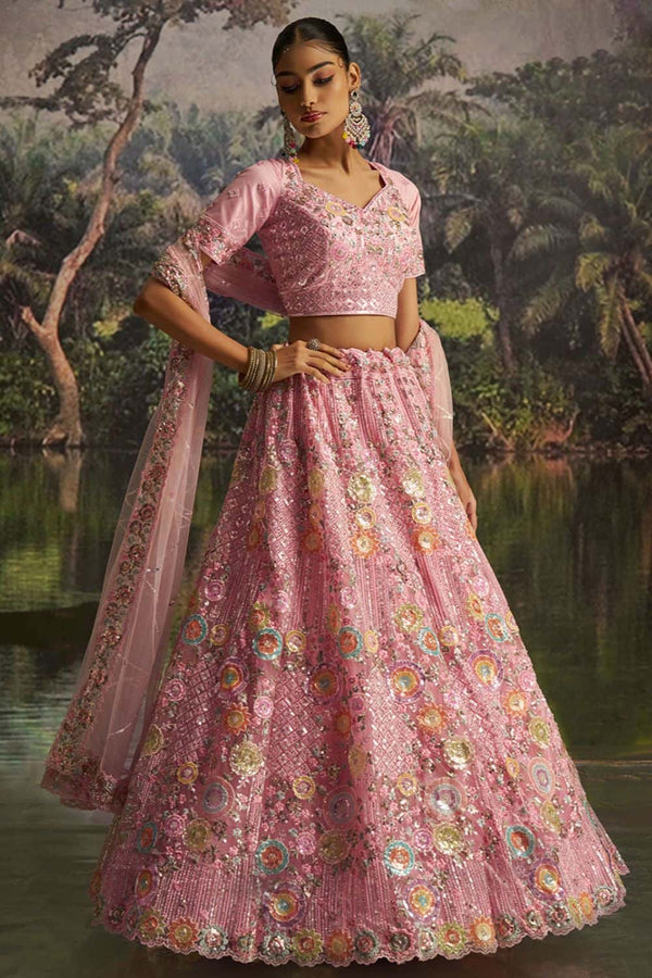 Pink Net Lehenga Choli  SFARY22807