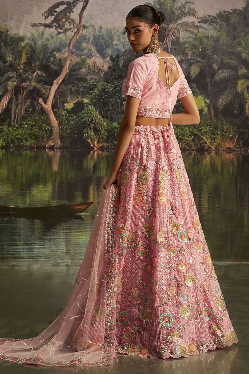 Pink Net Lehenga Choli  SFARY22807