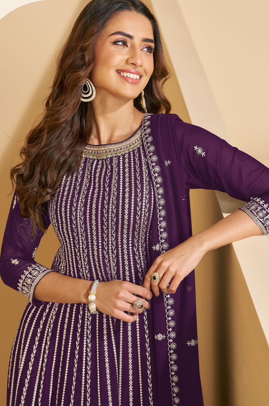 Purple Georgette Salwar Kameez - SFEDC26903R