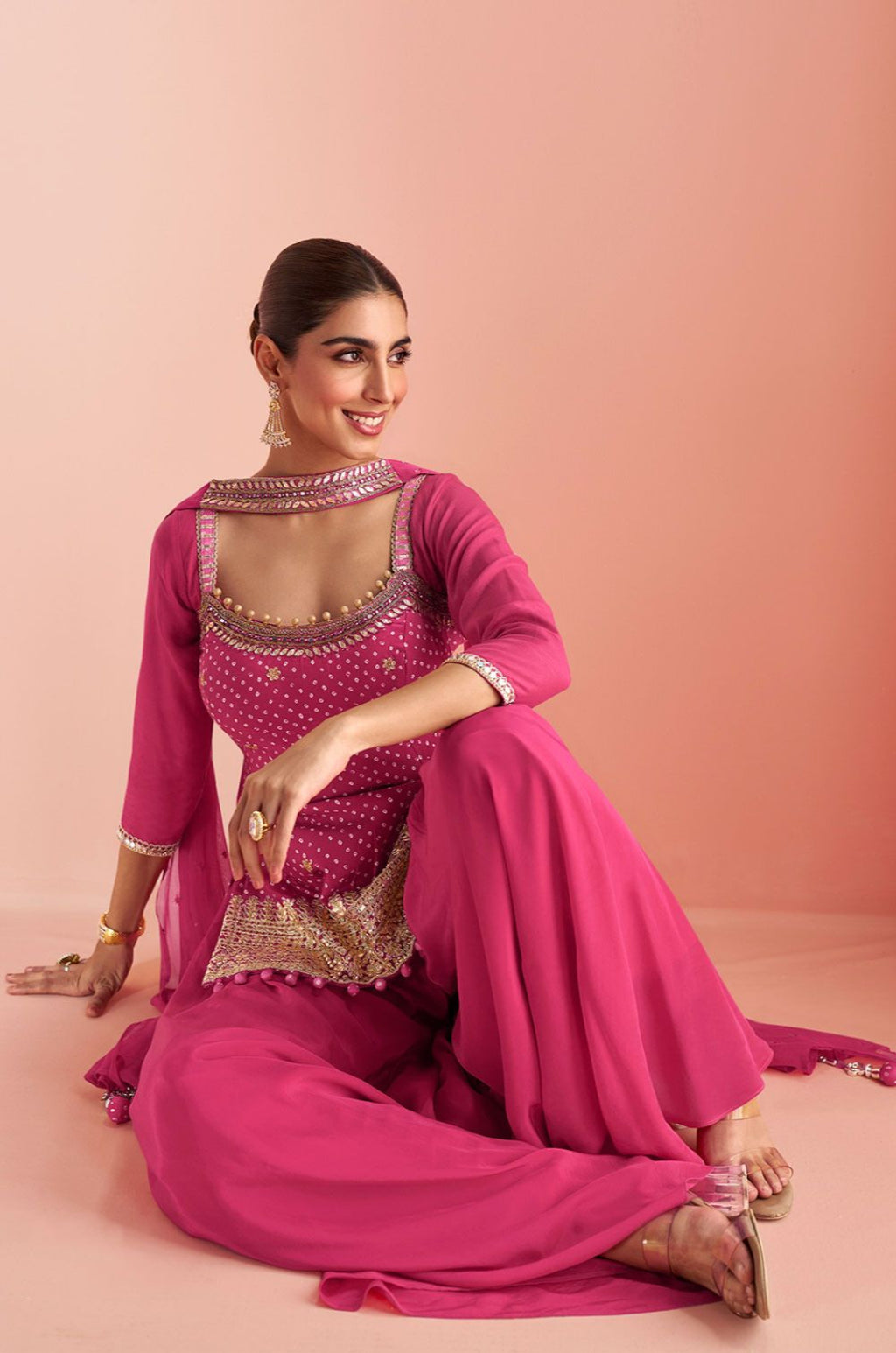 Rani Pink Silk Salwar Kameez - SFSMT48601R