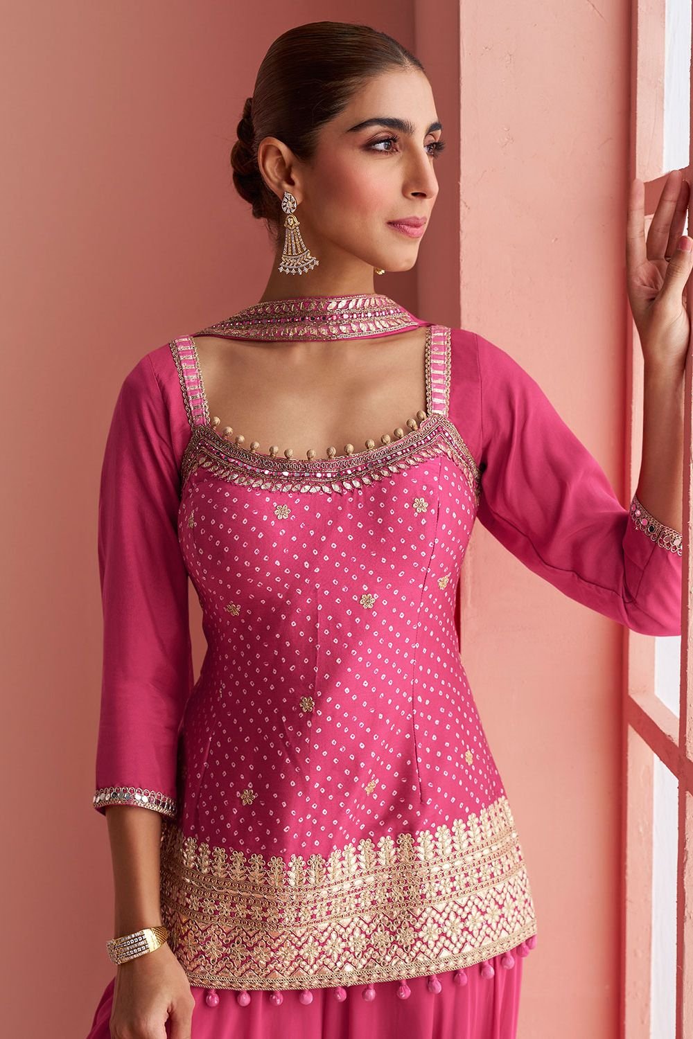 Rani Pink Silk Salwar Kameez - SFSMT48601R