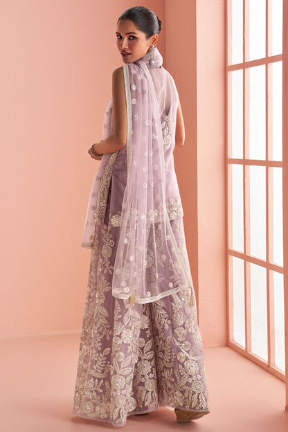 Purple Net Salwar Kameez - SFSMT49802R