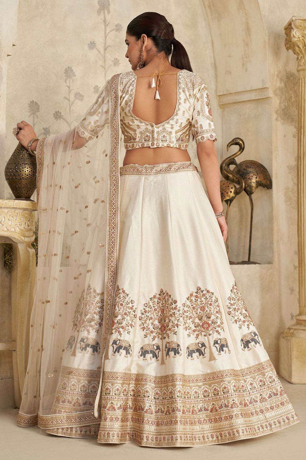 Off White Bridal Silk Lehenga Choli Set  SFSMT54101