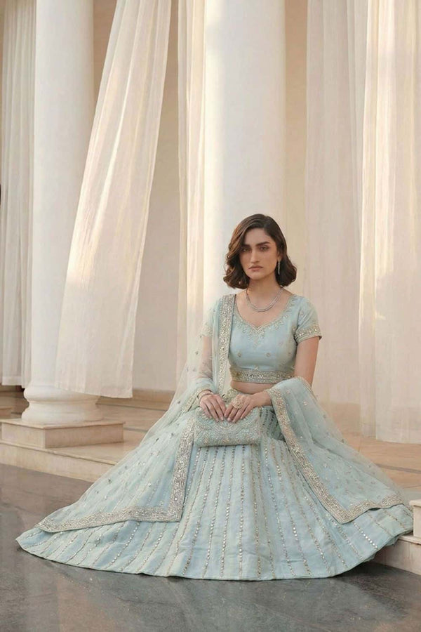 Blue Silk Lehenga Choli - SFSA512901