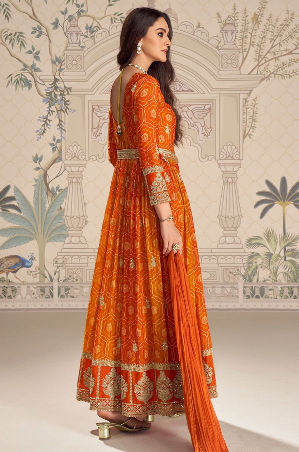 Orange Silk Salwar Kameez - SFSA562101R