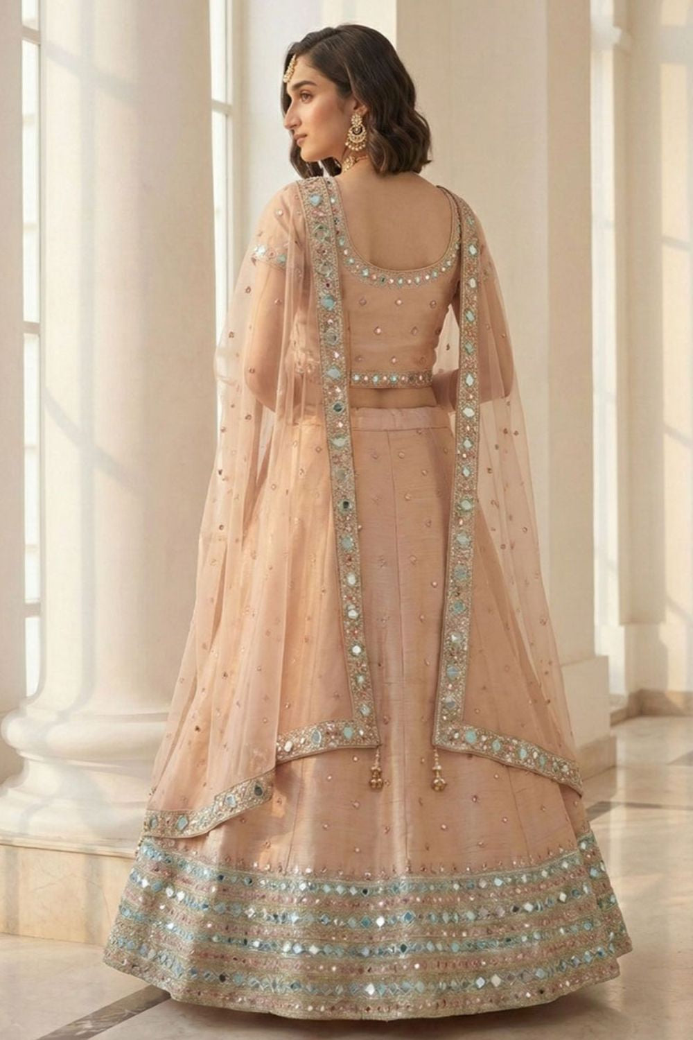 Peach Silk Lehenga Choli - SFSA512903