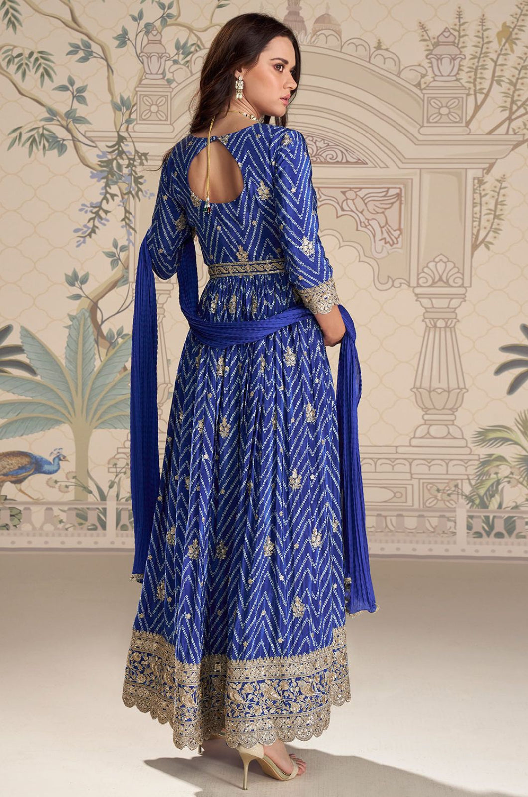Royal Blue Silk Salwar Kameez - SFSA562102R