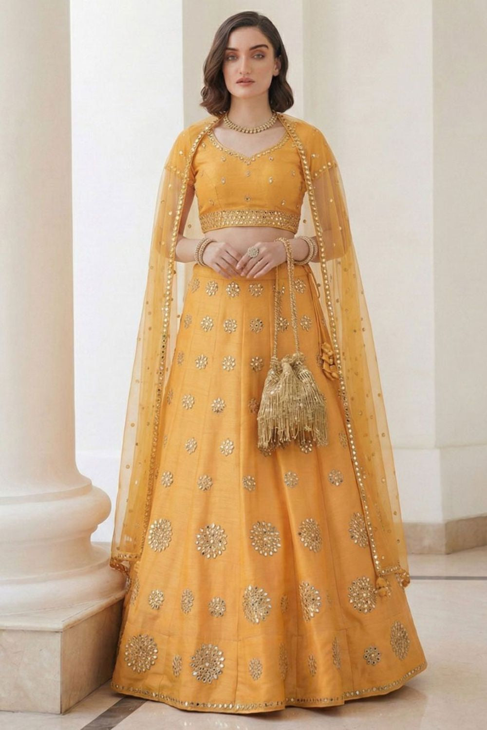Yellow Silk Lehenga Choli - SFSA512904