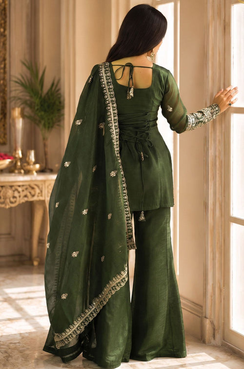 Green Silk Salwar Kameez - SFFK40602R