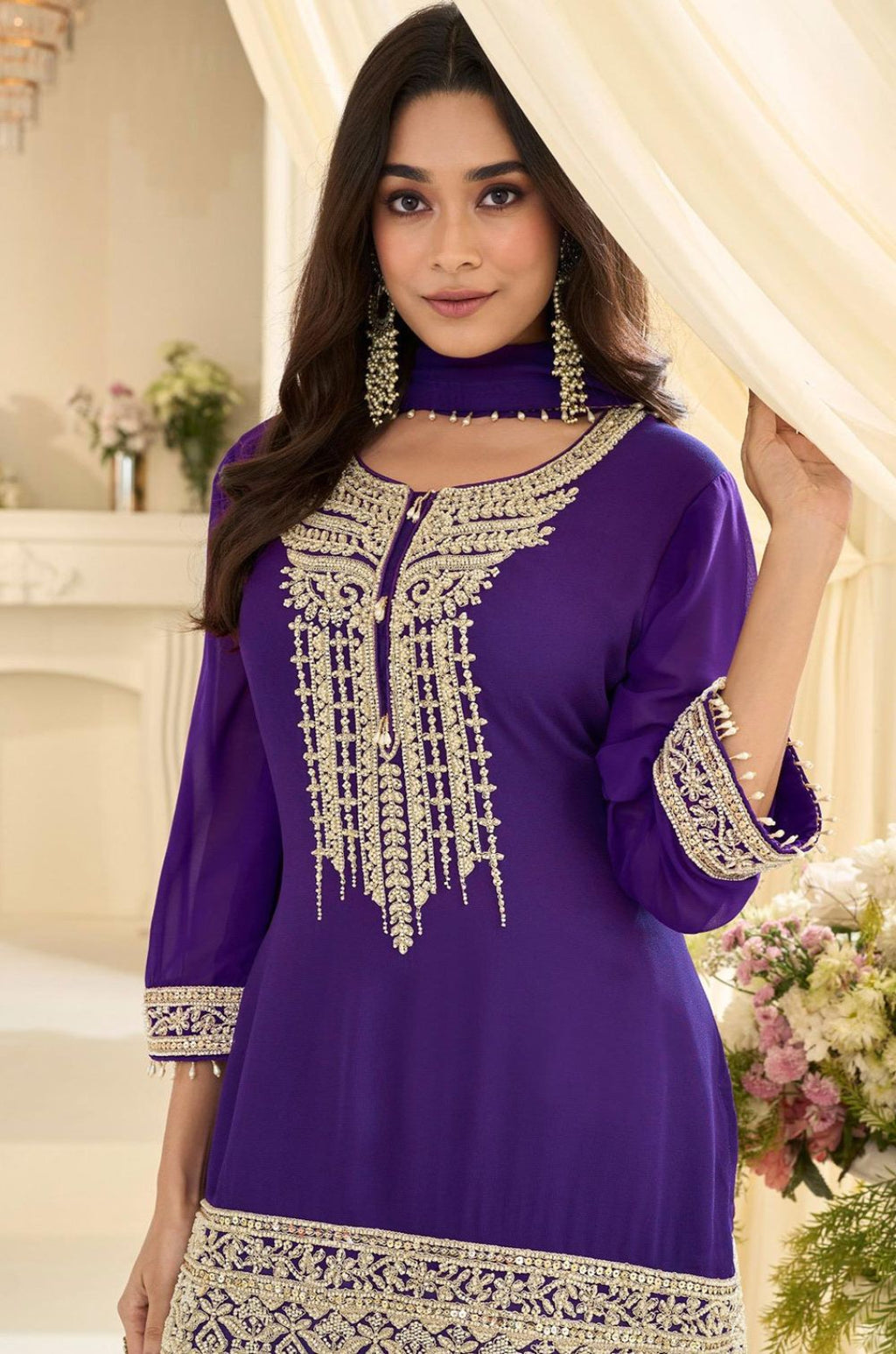 Purple Georgette Salwar Kameez - SFSMT58502R