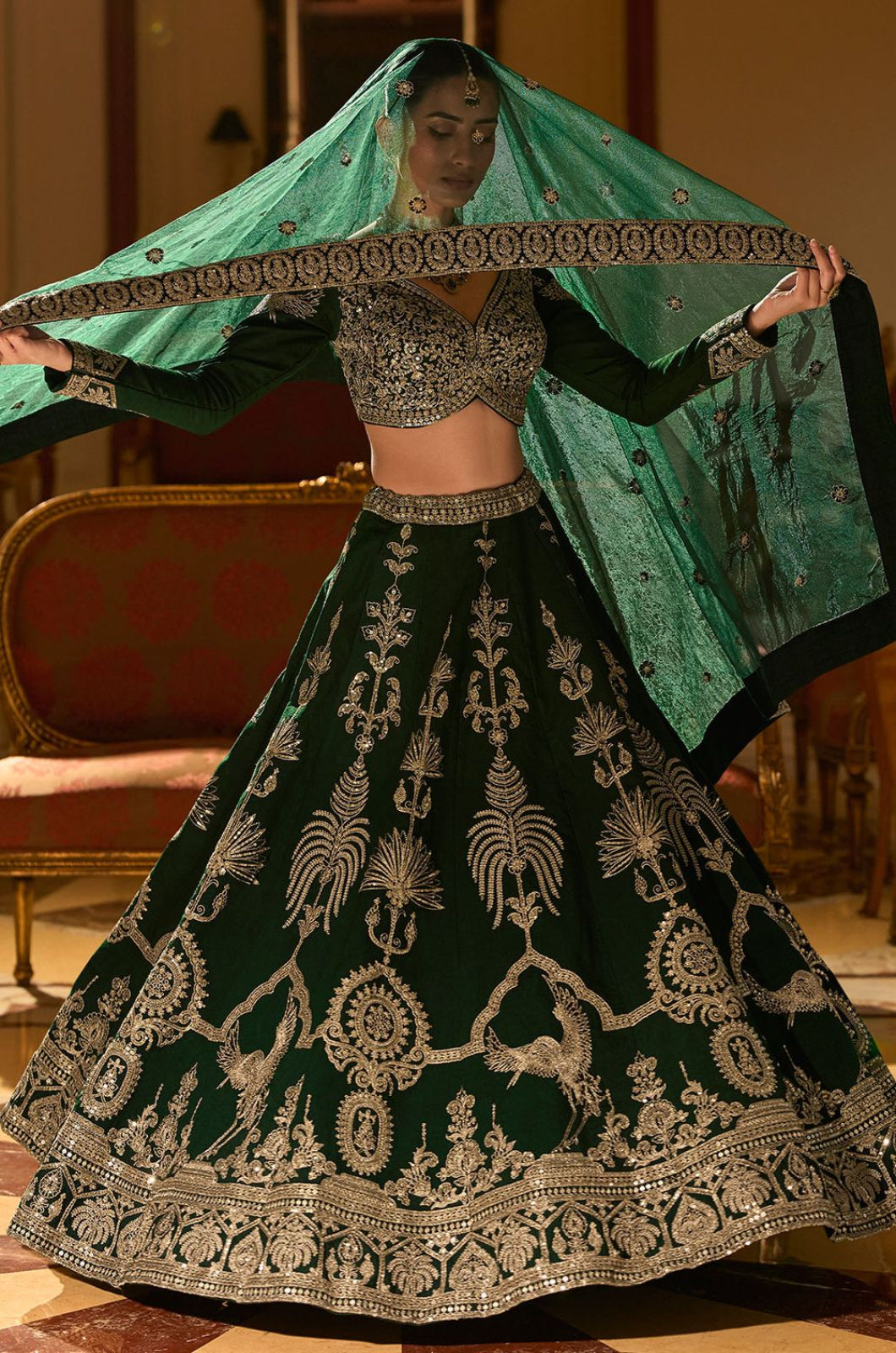 Green Silk Lehenga Choli - SFYS169303R