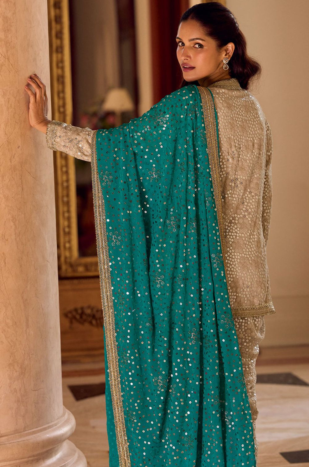 Off White Georgette Salwar Kameez - SFSMT56903R