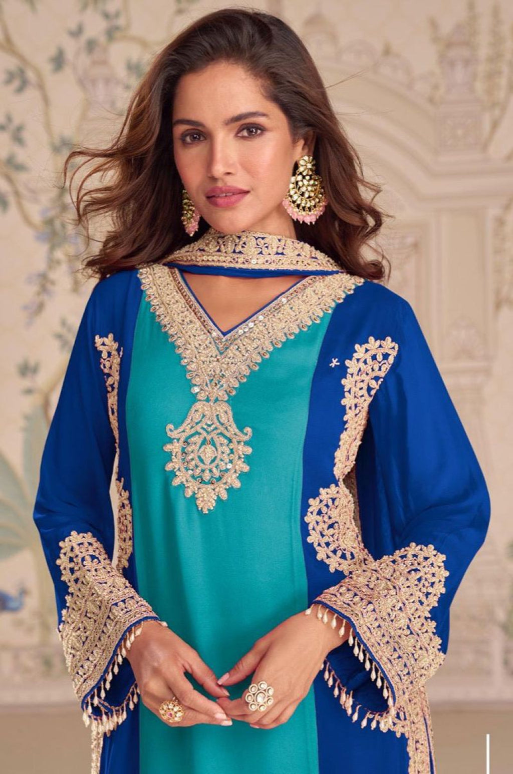 Firozi Georgette Salwar Kameez - SFSMT58403R