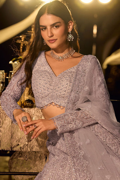 Purple Net Lehenga Choli - SFYS168302R