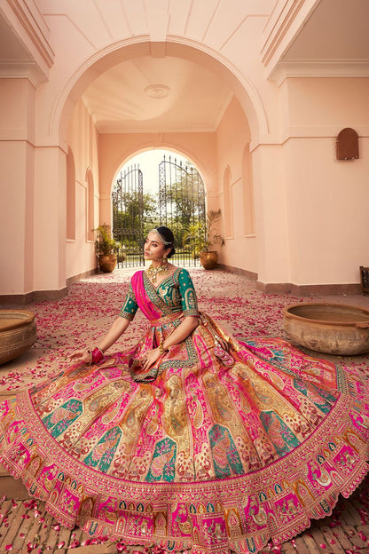 Rani Banarasi Bridal Lehenga Choli In Zarkan Cut Work SFSJDN30803