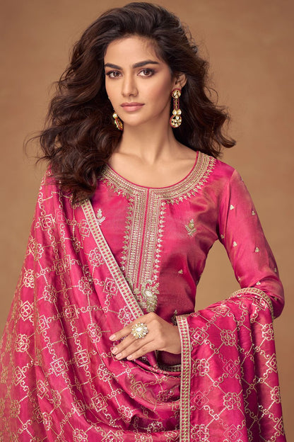 Rani Pink Silk Salwar Kameez - SFYS159101R