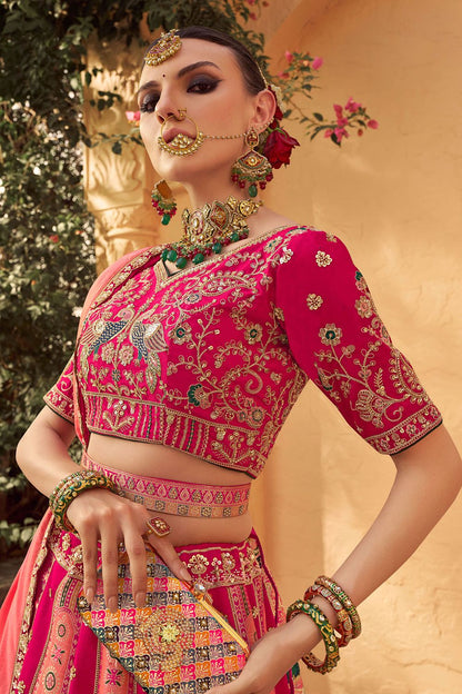 Rani Pink Banarasi Bridal Lehenga Choli SFSA505200