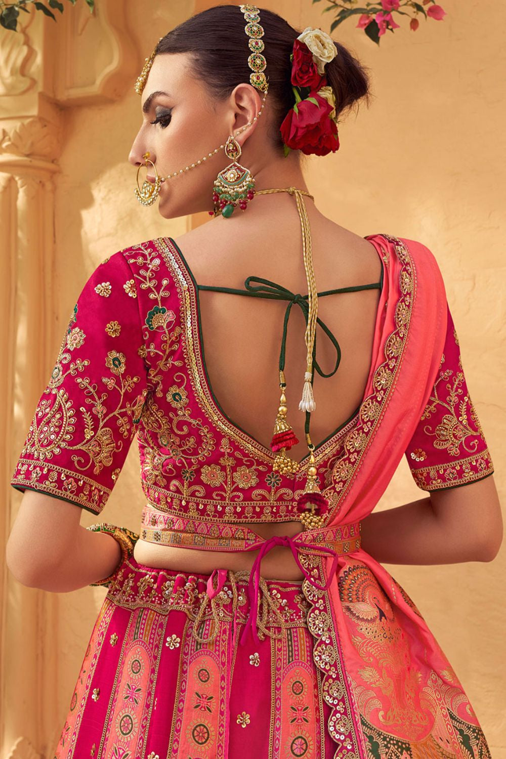 Rani Pink Banarasi Bridal Lehenga Choli SFSA505200