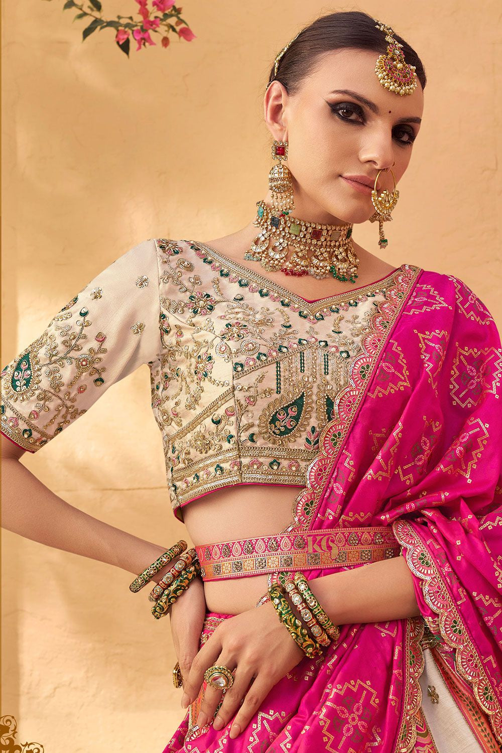 Off White Banarasi Lehenga Choli - SFSA505201