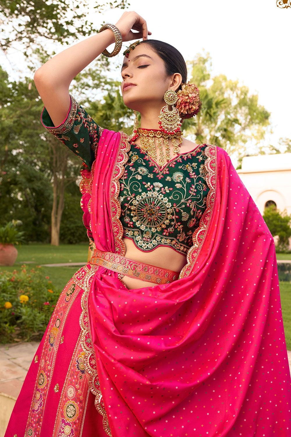Pink Banarasi Lehenga Choli - SFSA505202