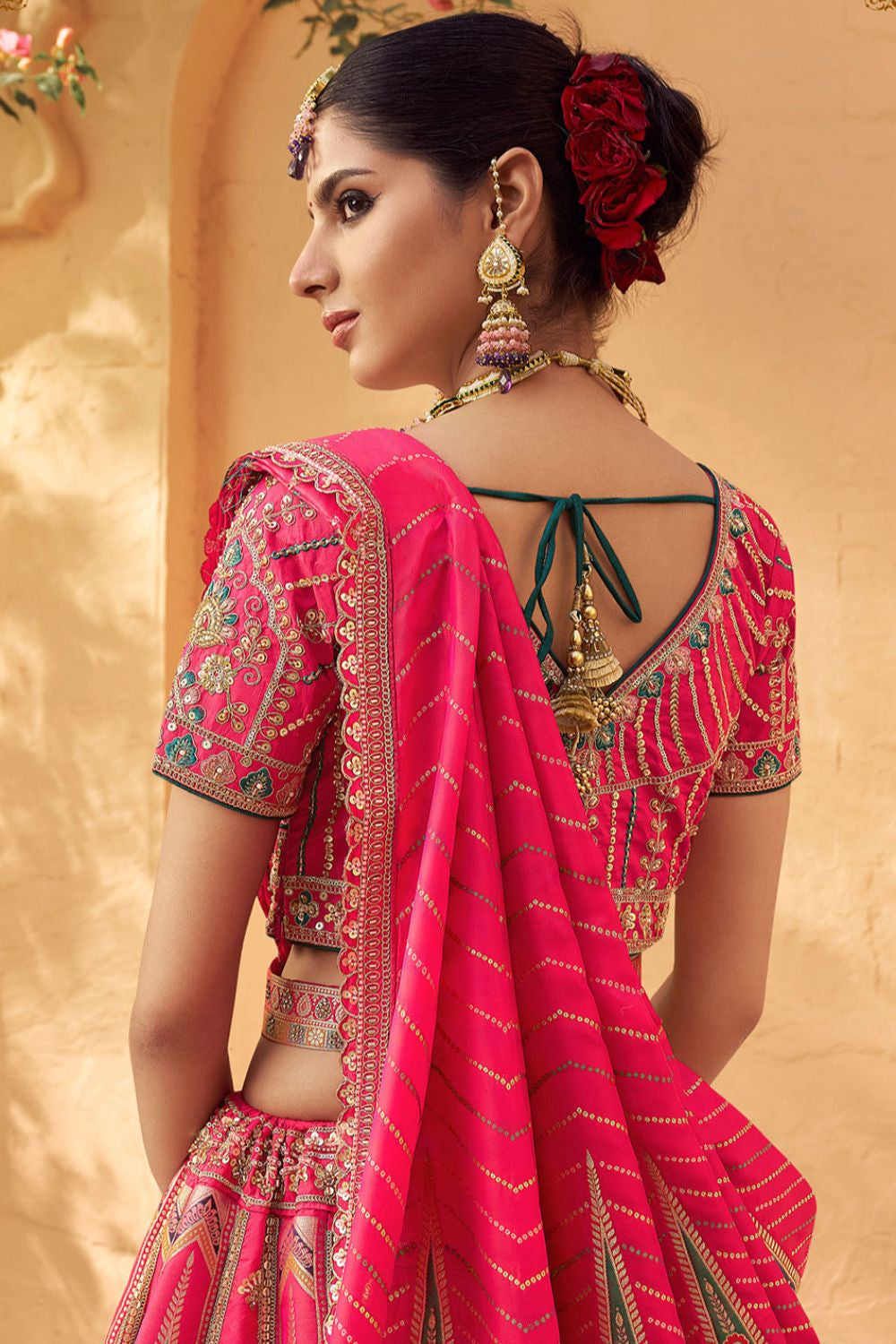 Pink Banarasi Lehenga Choli - SFSA505203