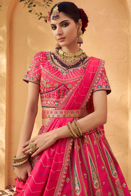 Pink Banarasi Lehenga Choli - SFSA505203