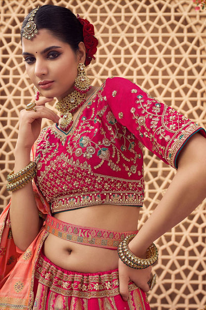 Rani Pink Banarasi Lehenga Choli - SFSA505205