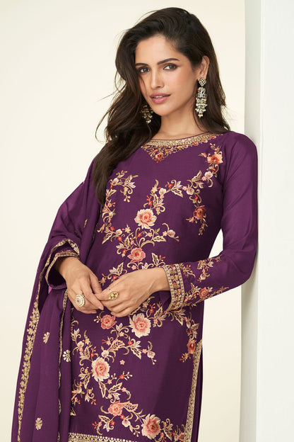 Purple Silk Sangeet Palazzo Suit Ready To Wear SFSMT51001R