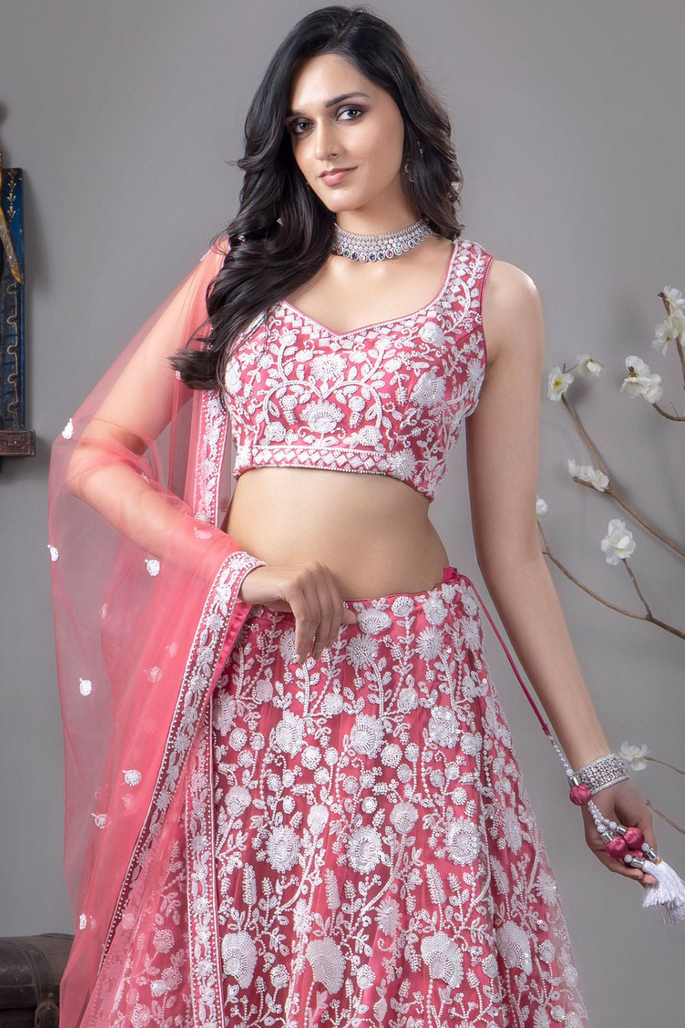 Pink Silk  Engagement Silk Lehenga Choli SFFK26102R