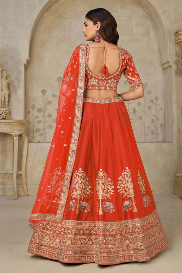 Orange Bridal Silk Lehenga Choli Set  SFSMT54105