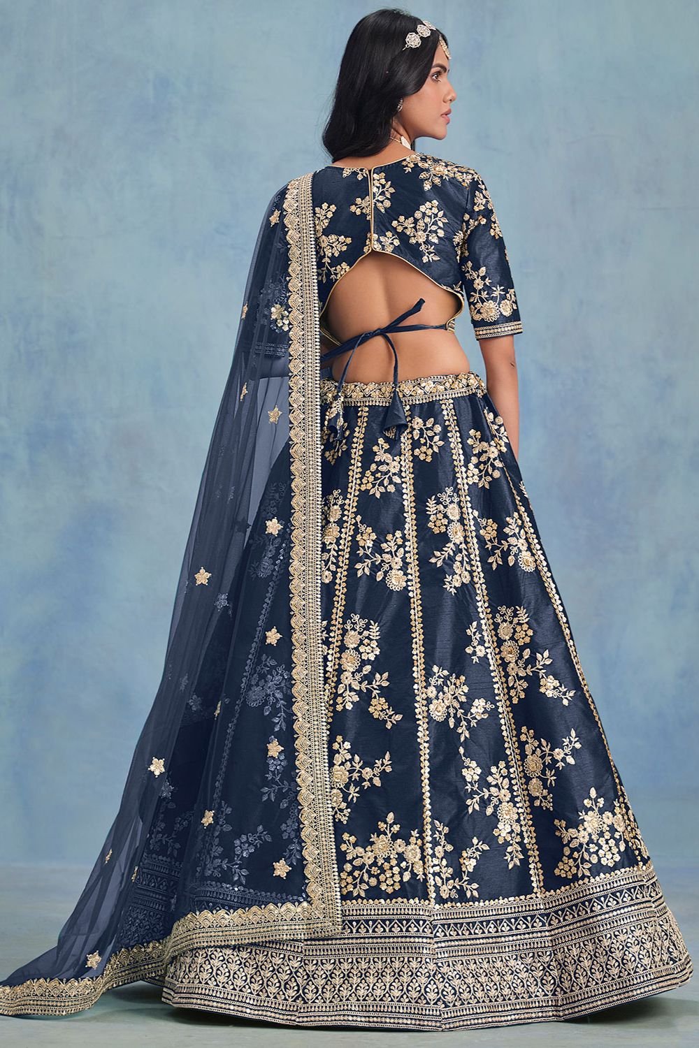 Blue Bridal Wedding Silk Lehenga Choli SFDFS34803