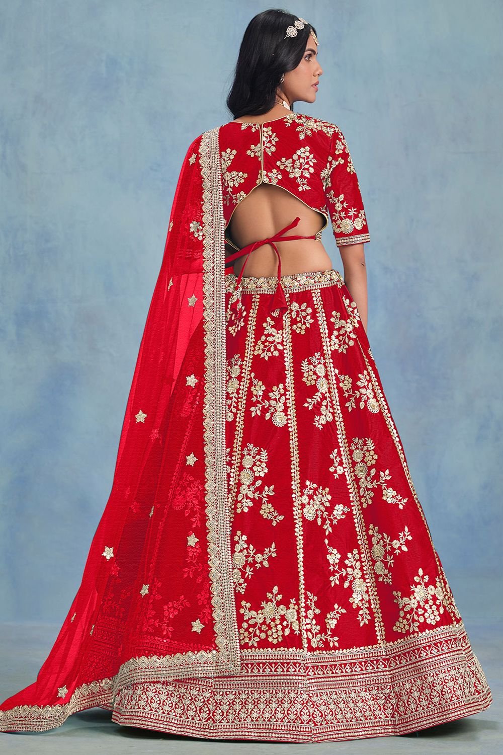 Red Bridal Wedding Silk Lehenga Choli SFDFS34804
