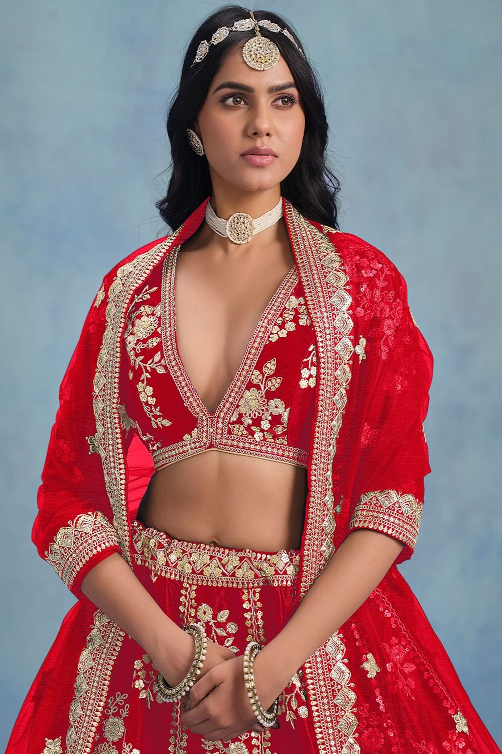 Red Bridal Wedding Silk Lehenga Choli SFDFS34804