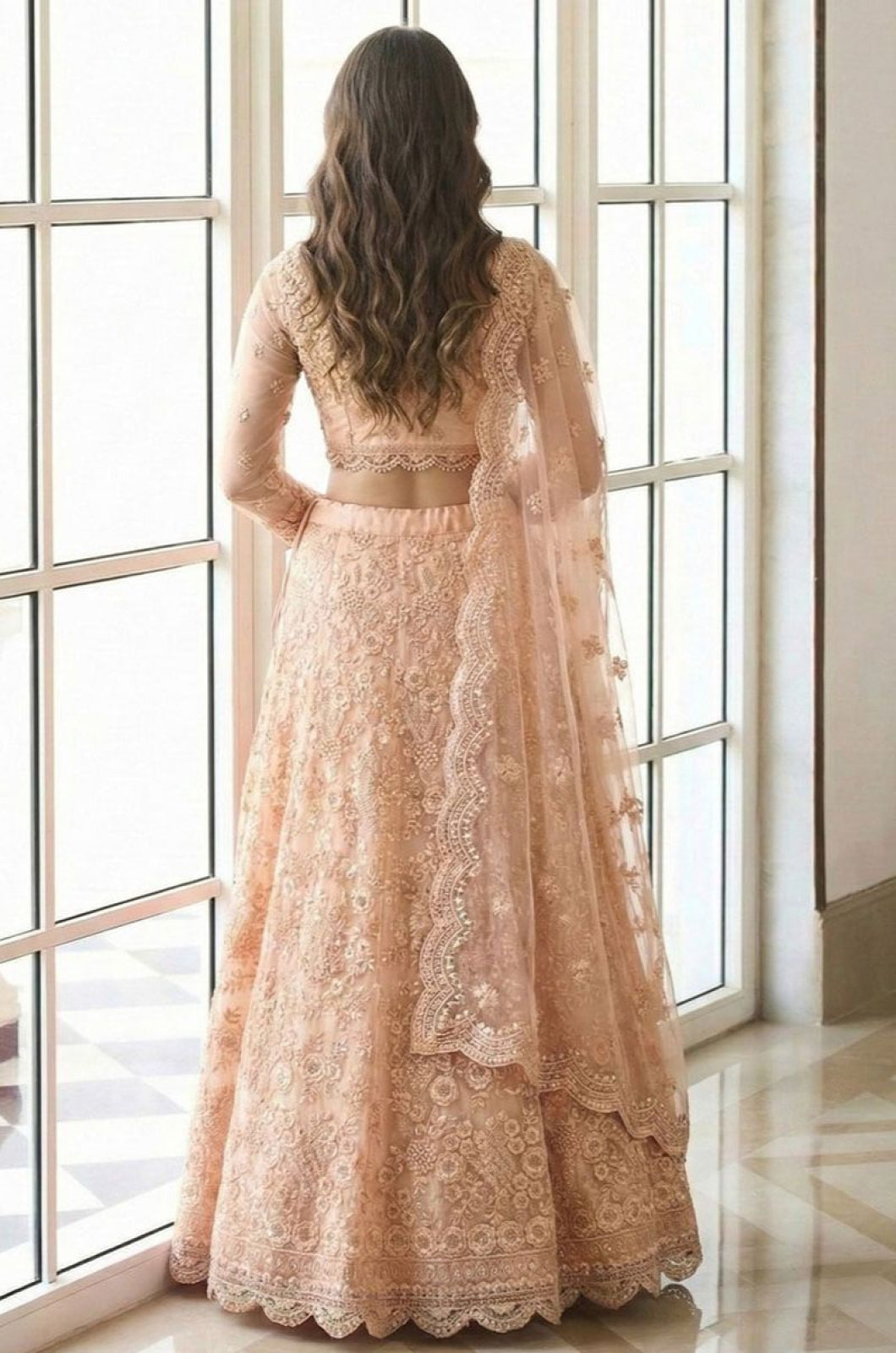 Peach Net Lehenga Choli - SFSA520301