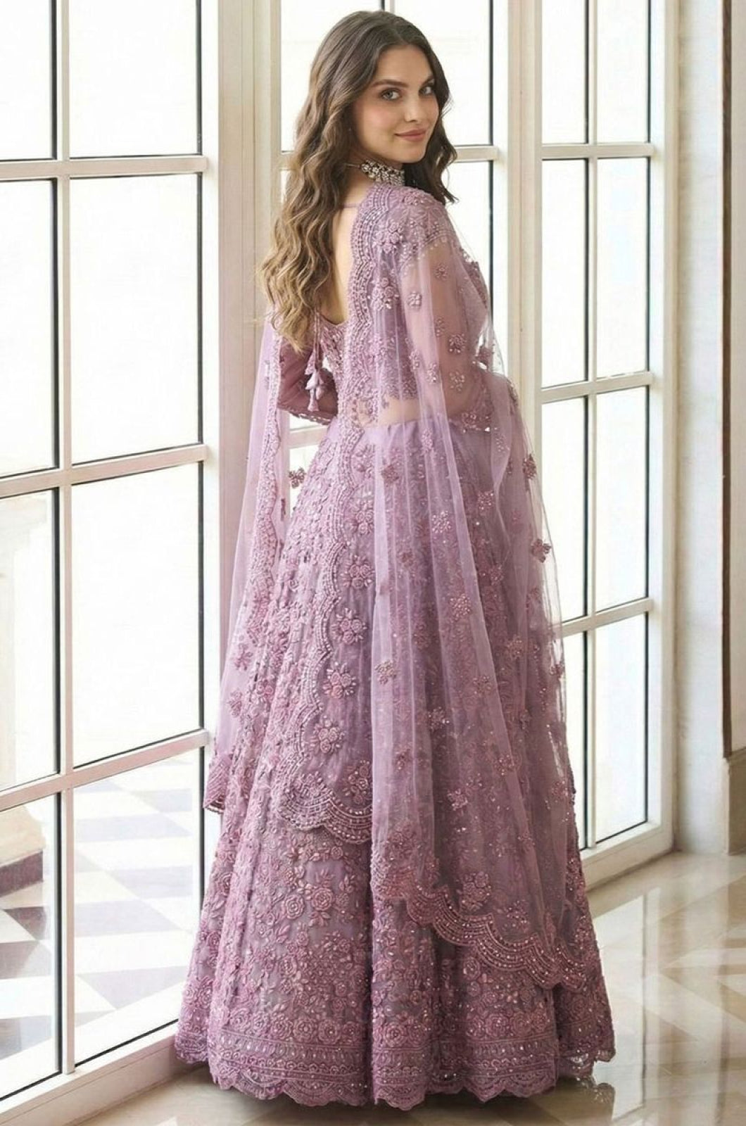 Purple Net Lehenga Choli - SFSA520302