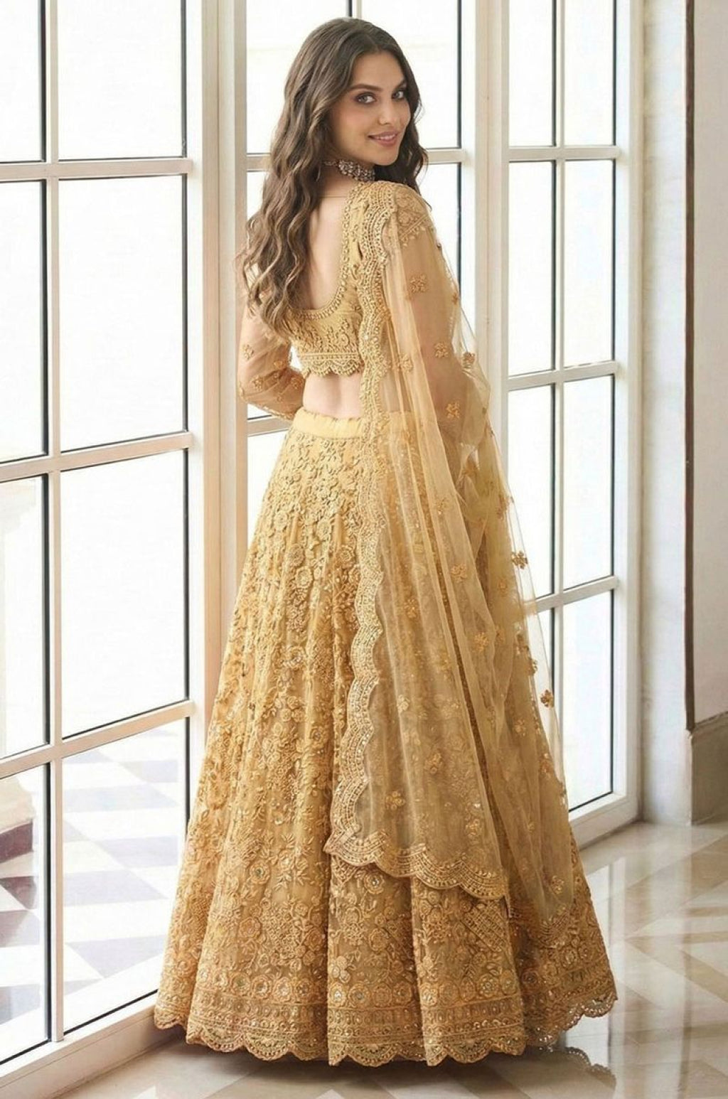 Golden Net Lehenga Choli - SFSA520304