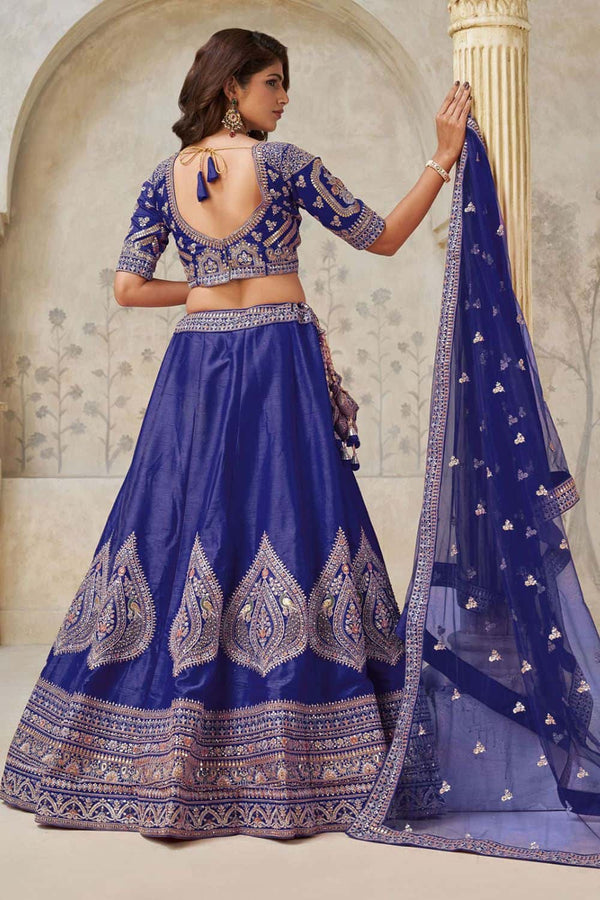 Blue Bridal Silk Lehenga Choli Set  SFSMT54108