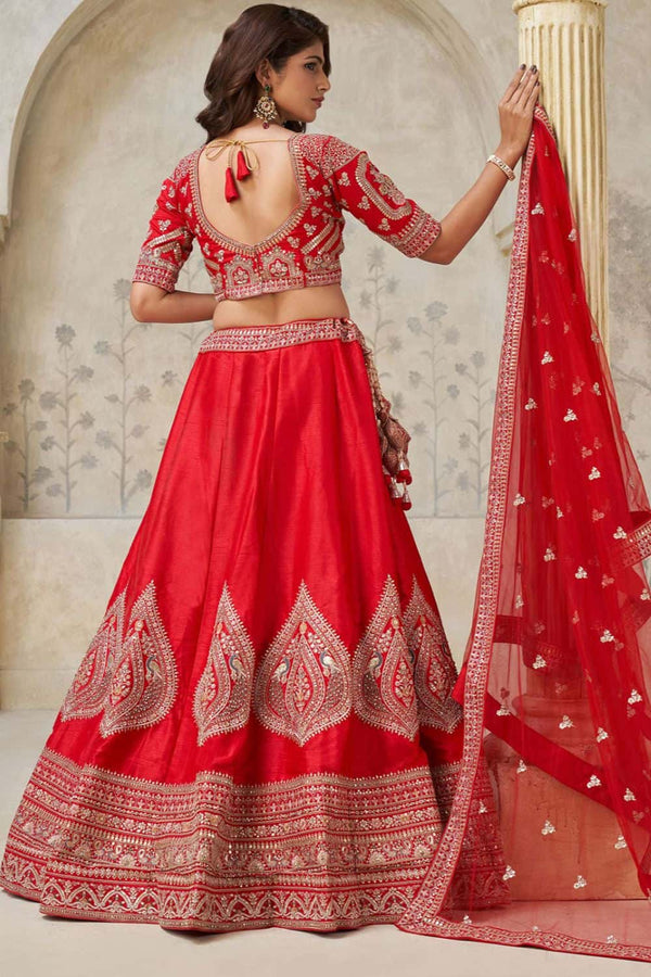 Red Bridal Silk Lehenga Choli Set SFSMT54109