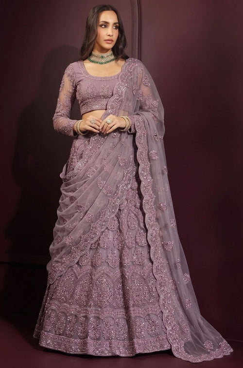 Purple Net Lehenga Choli - SFSA572901